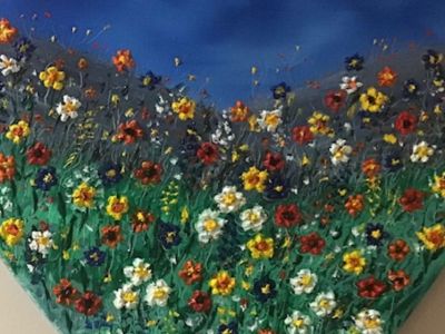 Ann Stewart - Oil on Heart Canvas - Summer Love