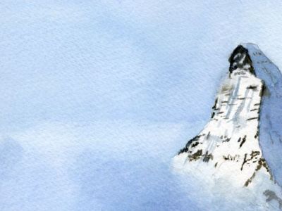D.C. Russell - Watercolour - Alpine Winter turning to Spring