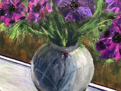 Ian Donald - Acrylic on Board - Springtime Anemones