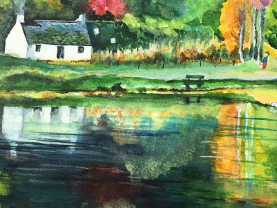 Maureen McIntosh - Autumn Loch an Eilein - Watercolour